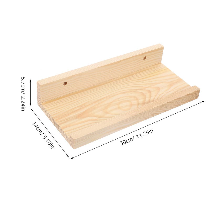 Solid Wood Floating Wall Shelf 30x14cm Rustic Mounted Storage Rack for Living Room Kitchen - Image 4