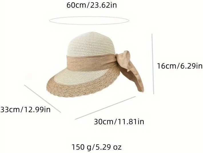 Tezzgelsin Women's Bow Patterned Organic Straw Foldable Summer Hat