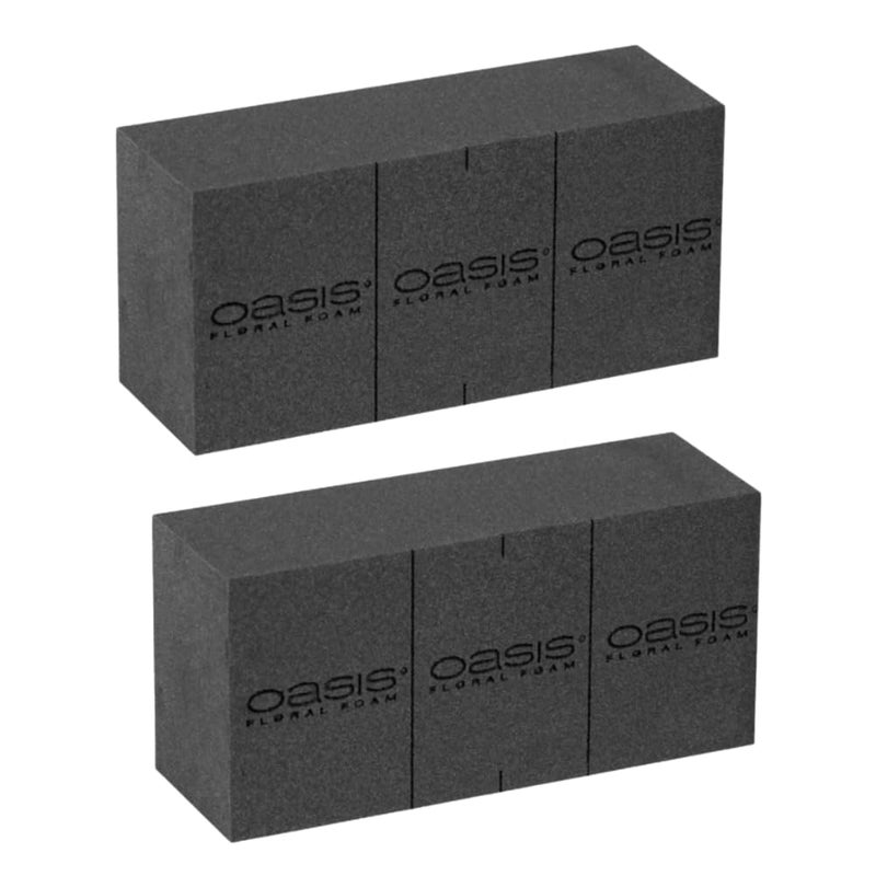 Oasis Pack of 2 Midnight Black Floral Foam Bricks | Black Florist Foam Blocks for Flower Arrangements in Home Décor, Weddings, Events, Festivals & More | Size 9 x 3 x 4 Inches - Image 1