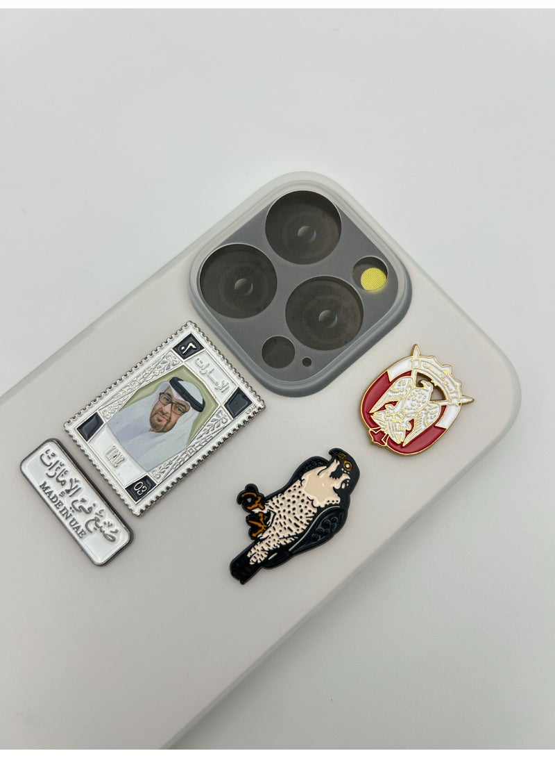 4 pieces of Metal stickers - Sheikh Mohammed bin Zayed logo Abu Dhabi logo and Made in UAE logo and Falcon logo - Premium Quality Metal for Mobile, Laptop, Backpacks and more. - Image 5