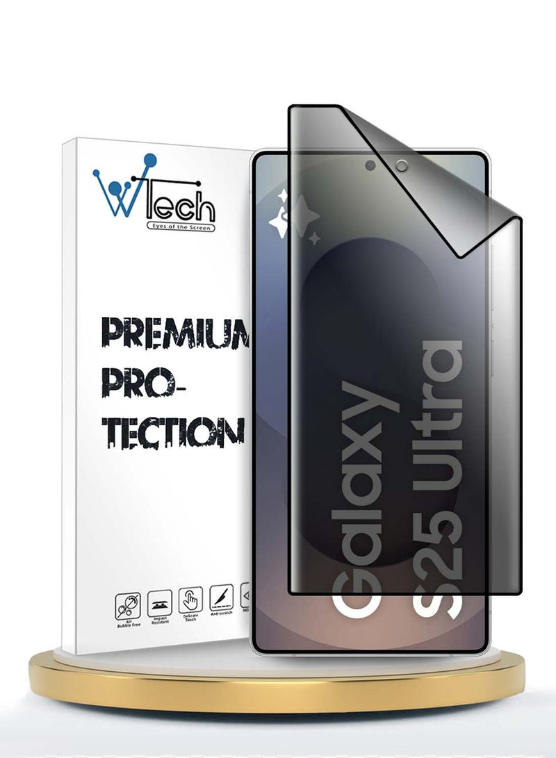 Wtech Samsung Galaxy S25 Ultra 2025 Premium Edge-Pro Nano Ceramic Privacy Full Glue Full Cover Matte Flexible Screen Protector (MSCNMN) - Clear/Black - Image 1