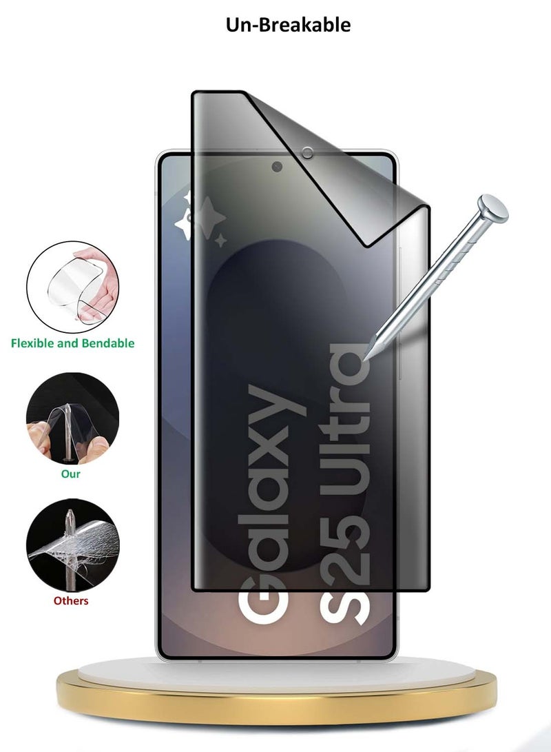 Wtech Samsung Galaxy S25 Ultra 2025 Premium Edge-Pro Nano Ceramic Privacy Full Glue Full Cover Matte Flexible Screen Protector (MSCNMN) - Clear/Black - Image 4