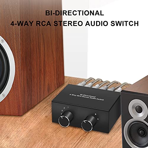 Dingsun 4-Way Stereo Audio Switcher, Bi-Directional Audio Selector Box for Blu-ray Players or DVD Players Active Speakers (2In-4Out/4In-2Out) - Image 4