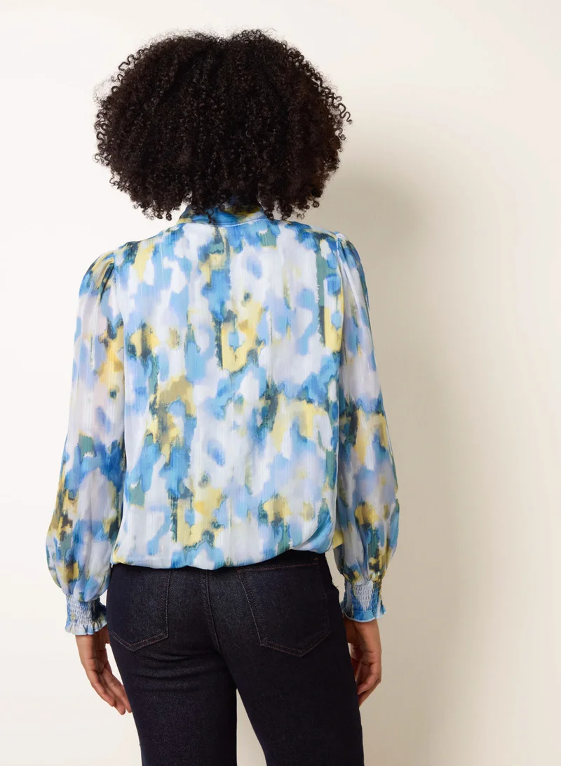 بلو فانيلا Pussybow Puffball Top