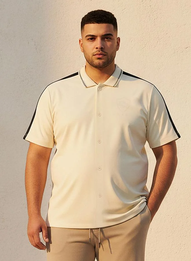 ماكسيم Maxim Plus Regular Fit Collared Panelled Short Sleeves Shirt