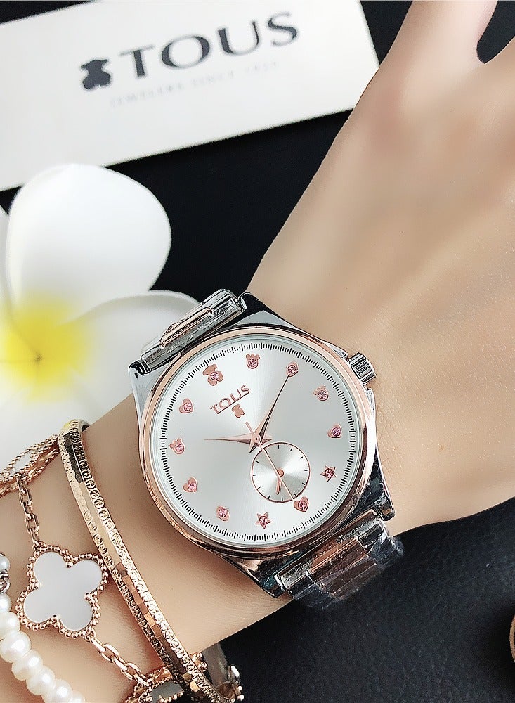 TOUS Women's Two-Tone Quartz Watch with Sub-Dial – Heart & Star Motif - Image 2