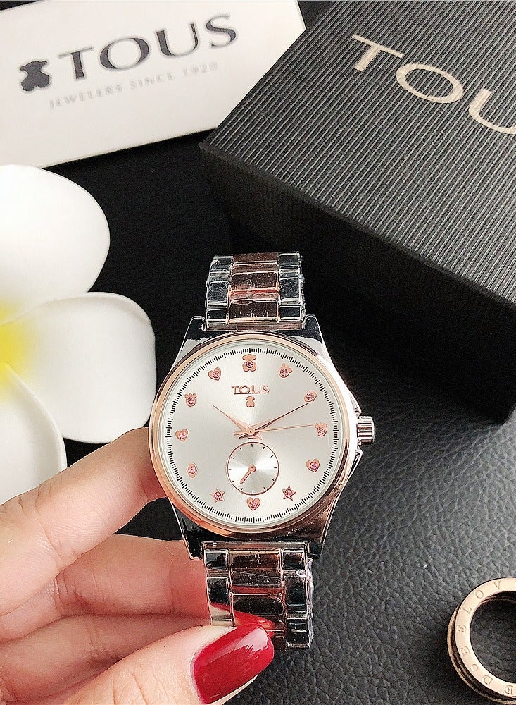 TOUS Women's Two-Tone Quartz Watch with Sub-Dial – Heart & Star Motif - Image 3