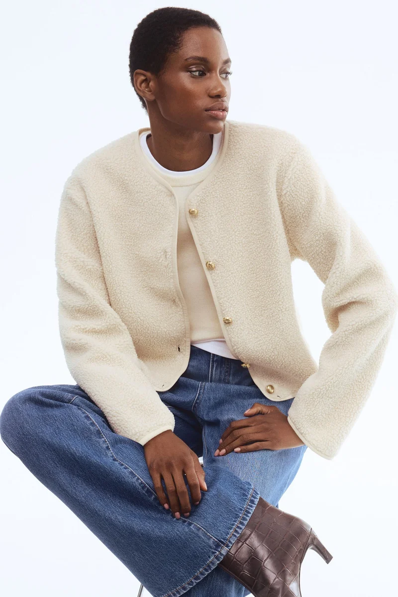 اتش اند ام جاكيت من نسيج تيدي