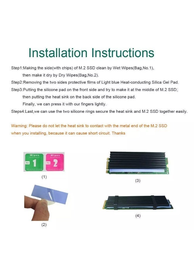 Aluminium Heatsink,Cooling Fin with Thermal Pad for NVME NGFF M.2 2280 PCIE-SSD, DIY Laptop PC Memory Heatsink - Image 2