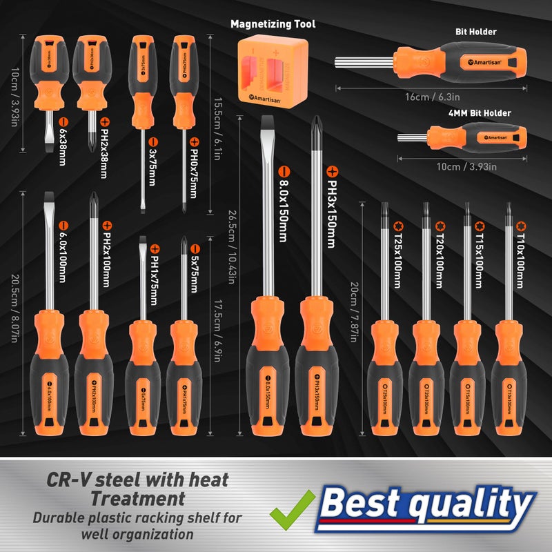 Amartisan 86-Piece Magnetic Screwdrivers Set With Case  Includs Slotted  Phillips  Hex  Pozidriv Torx And Precision Screwdriver Set  Magnetizer Demagnetizer Tools  Tools For Men - Image 4