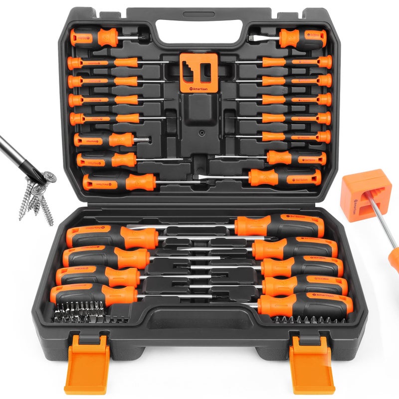 Amartisan 86-Piece Magnetic Screwdrivers Set With Case  Includs Slotted  Phillips  Hex  Pozidriv Torx And Precision Screwdriver Set  Magnetizer Demagnetizer Tools  Tools For Men - Image 1