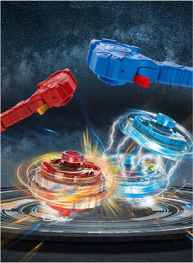 Metoo 2 Pcs Gyro Battling Top Burst Blade Gyro Toy Battle Launcher with Custom Launcher Handle (Red and Blue) - Image 4
