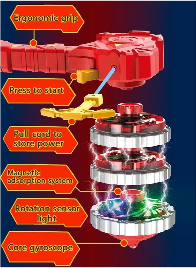 Metoo 2 Pcs Gyro Battling Top Burst Blade Gyro Toy Battle Launcher with Custom Launcher Handle (Red and Blue) - Image 3