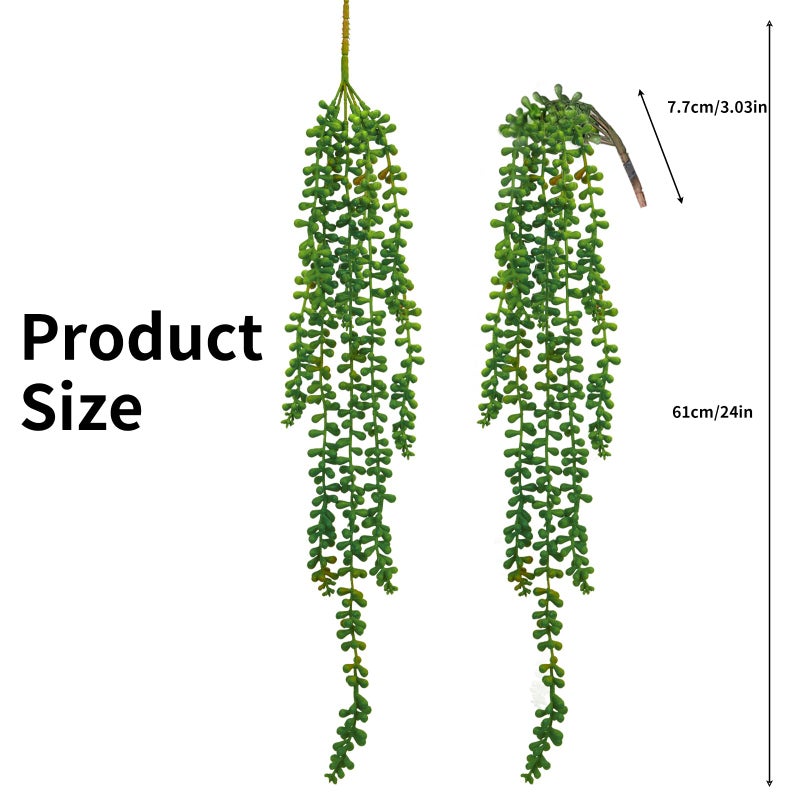 CEWOR 8pcs Artificial Succulents Hanging Greenery Plants Fake String of Pearls for Wall Home Garden Outdoor Decor (24 Inches Each Length) - Image 2