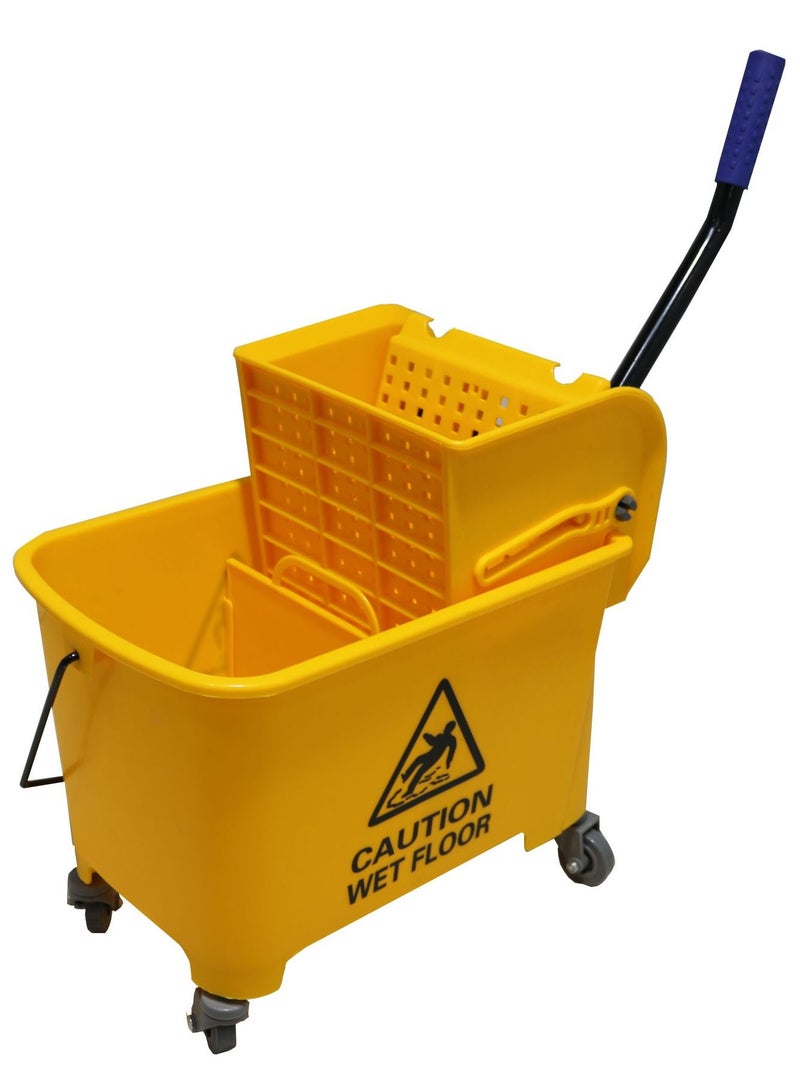 Commercial Mop Bucket with Wringer, Household Portable Mop Bucket, Ideal for Household and Public Places Floor, 21 Quart Capacity, Yellow - Image 1