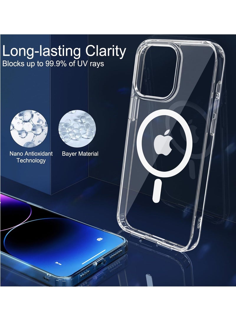 BORTONY Magnetic Case for iPhone 15 Pro Max Magsafe Cover Compatible with Magsafe Accessories Shockproof Anti Yellowing Transparent Slim Hard Back Protective Case Cover 6.7 Inch - Image 4