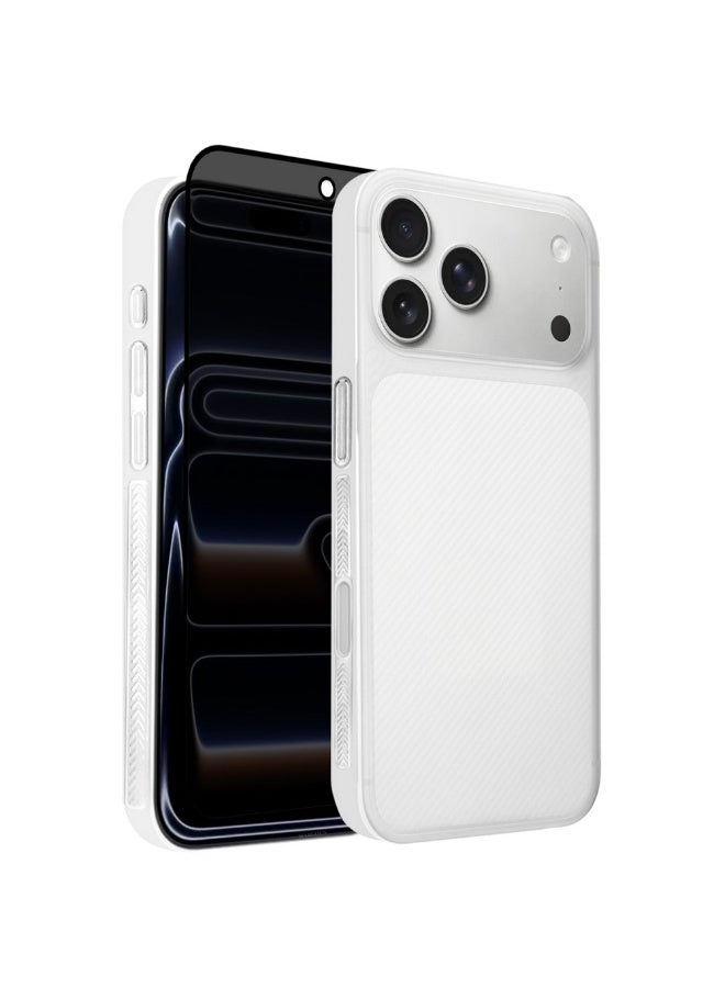 CATANES 2Packs Case Cover for iPhone 17 Pro Max, Air Skin Line Design Back Cover, Sturdy Durable Ultra-Thin Case, Drop Protection Cover Clear with Privacy Screen Protector - White - Image 1