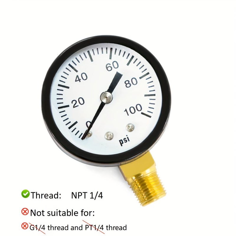 Pressure Gauge 100psi 15.43LBcm² 2inch Dial 14 NPT Copper Thread Metal - Image 4