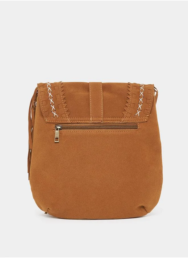 Styli Suede Look Fringe Crossbody Bag