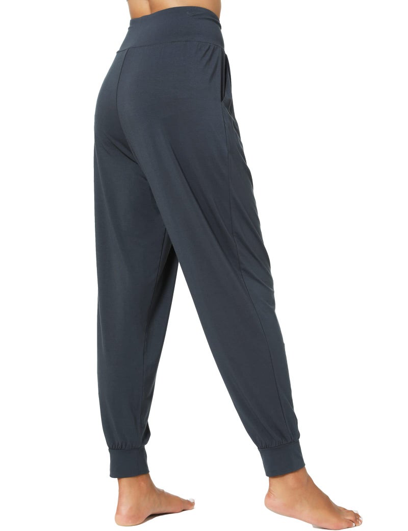 GYS Women Pajama Pants Bamboo Viscose High-Waist Soft Sleep Bottoms with Pockets, Midnight Blue, Medium - Image 2