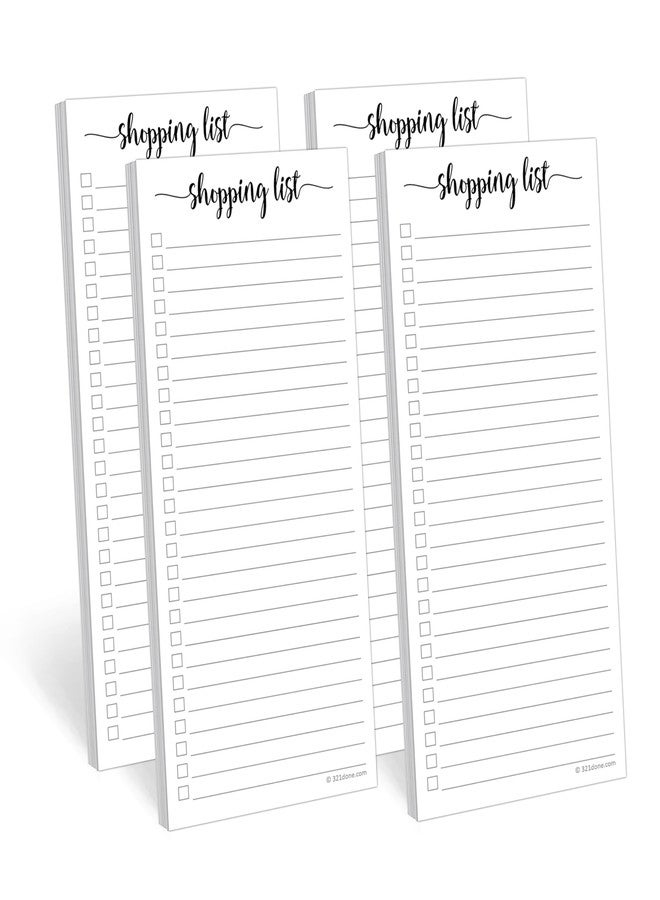 321Done Shopping List Notepad, 4-Pack 50 Sheets Each, 3.7x8.5 College Ruled Pad, 70lb Matte Paper, Note Pad for Check List, To-Dos Checklist Tasks Planning for Home Office, Made in USA - Image 1