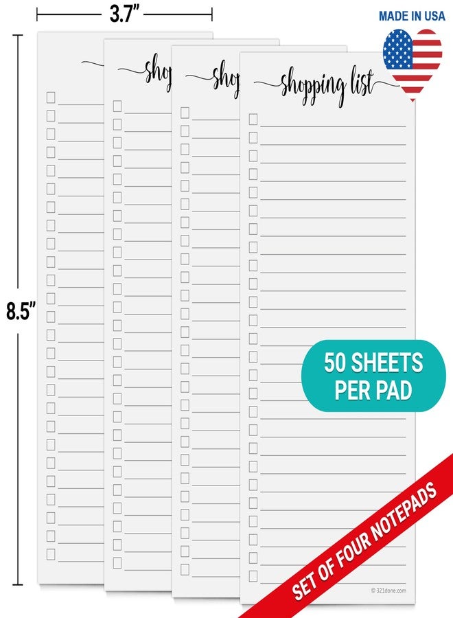 321Done Shopping List Notepad, 4-Pack 50 Sheets Each, 3.7x8.5 College Ruled Pad, 70lb Matte Paper, Note Pad for Check List, To-Dos Checklist Tasks Planning for Home Office, Made in USA - Image 2