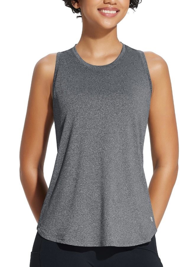 BALEAF Workout Tank Tops for Women Racerback Sleeveless Yoga Tops Athletic Running Shirts Gym Clothes Grey M - Image 2