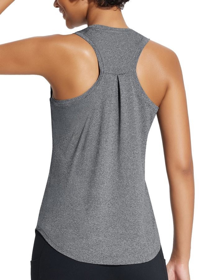 BALEAF Workout Tank Tops for Women Racerback Sleeveless Yoga Tops Athletic Running Shirts Gym Clothes Grey M - Image 1