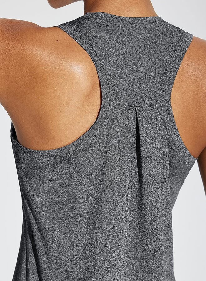 BALEAF Workout Tank Tops for Women Racerback Sleeveless Yoga Tops Athletic Running Shirts Gym Clothes Grey M - Image 4