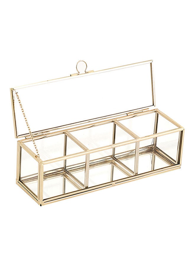 Y&D Metal And Glass Multipurpose Storage Box Gold/Clear 25x10x10centimeter - Image 2
