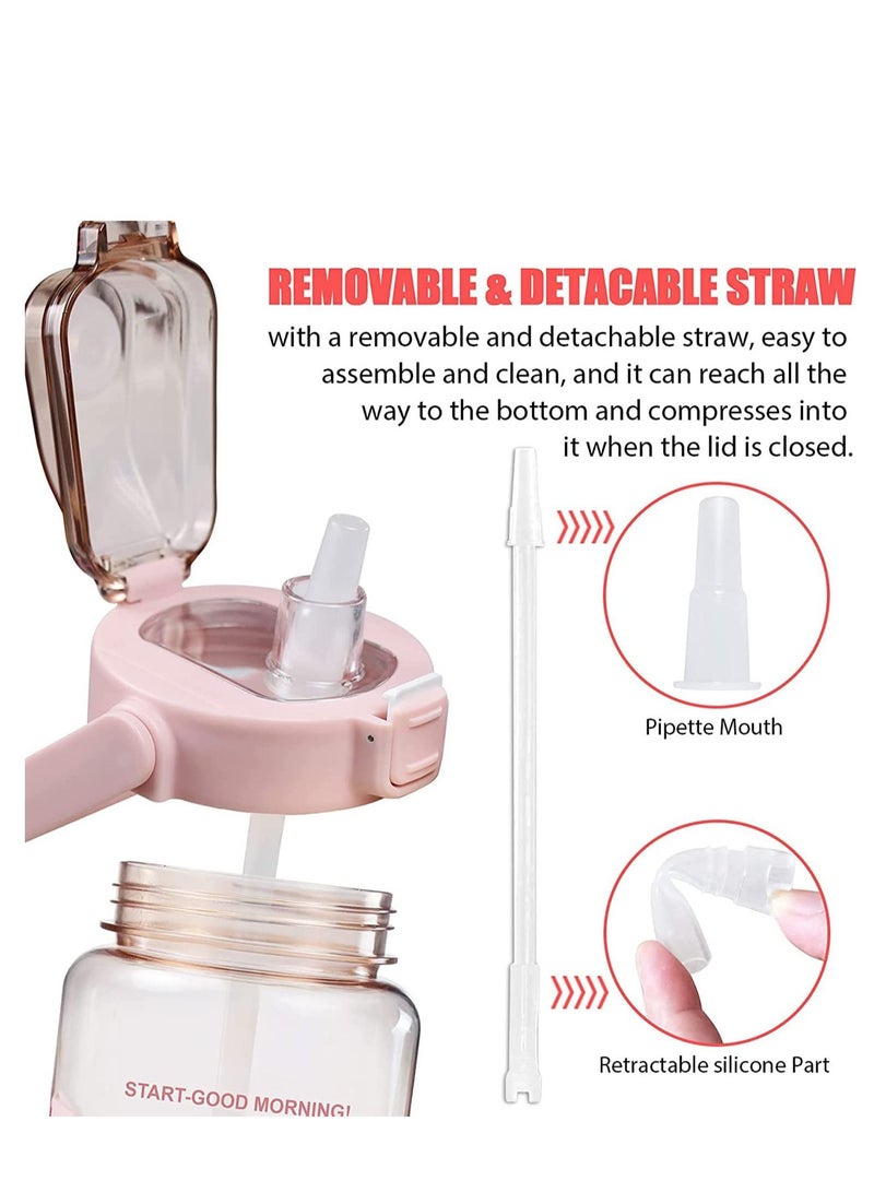 Y&D Half Gallon Water Bottle with Storage Sleeve, 2L Motivational Straw & Time Strap, BPA Free Leakproof Large - Image 2