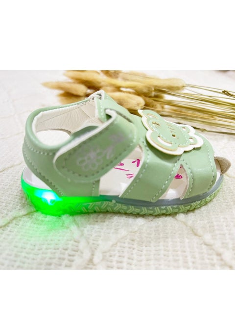 Printed Children's Light-Up Sandals With Hook-And-Loop Closure