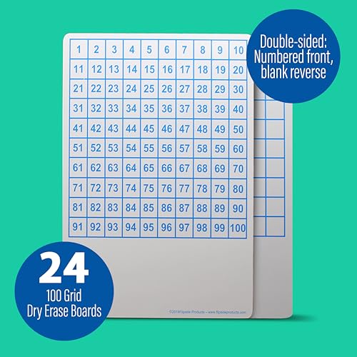Flipside Products 9" x 12" Two Sided Dry Erase Board Hundreds Grid, Learn to Count, Counting Aid, Number Chart, Classroom and Home, Pack of 24 - Image 2