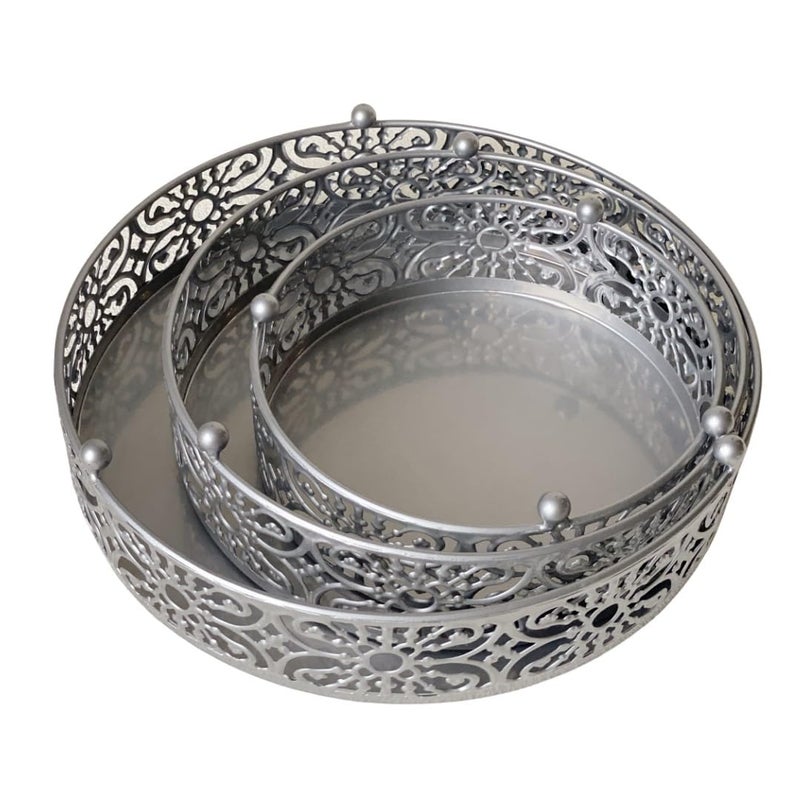 Amedoo Silver Cake Stand, 3Pcs Round Metal Cake Stand Set, Dessert Cupcake Pastry Candy Display Plate 8" 10" 12" for Wedding, Event, Birthday Party (Silver Cake Stands / 3 Pcs) - Image 3