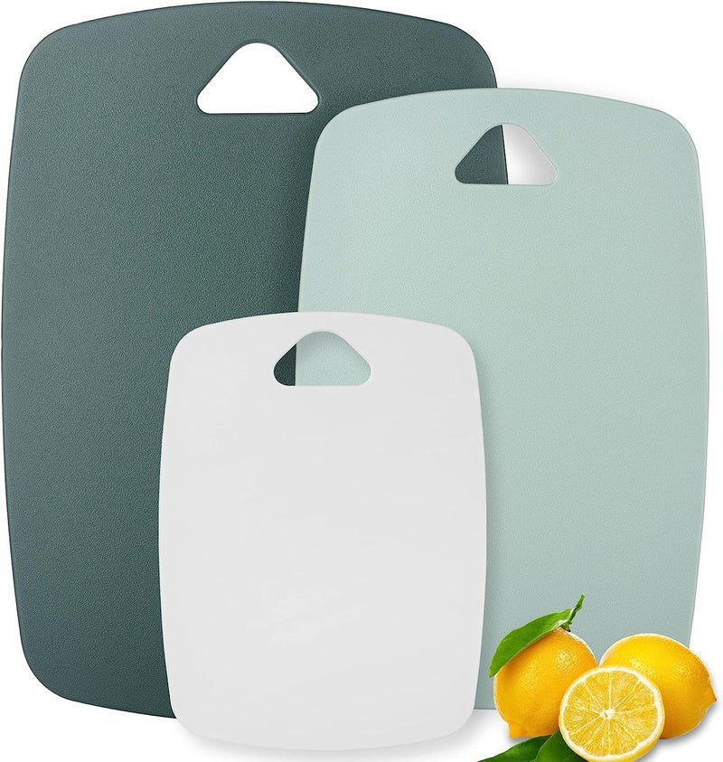 KASQUE Kitchen Cutting Board Set of 3 BPA Free Chopping Board Set Reversible Use Cutting Boards for Kitchen Dishwasher Safe Meat Cutting Board Veggies Green - Image 1