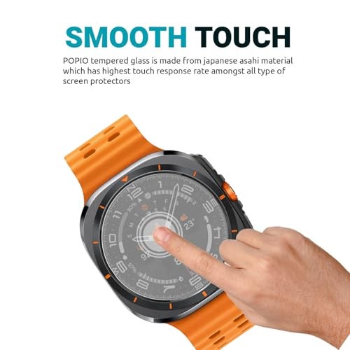 POPIO Military-Grade Gorilla Tempered Glass for Samsung Galaxy Watch 6 Classic & Samsung Galaxy Watch Ultra (47mm) (1.5" inch), Pack of 2 - Image 4