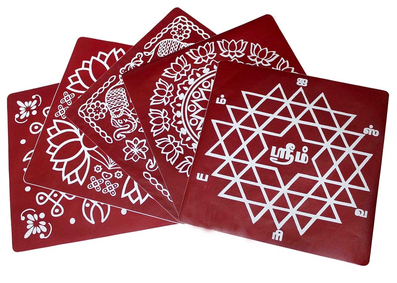 ABS HERBALS : Rangoli/Kolam Sticker, Traditional Handmade Kolam Art/Design Sticker for Pooja Room, Home Entrance, Tile, Floor .(Meroon : MM4, MP5) - Image 2