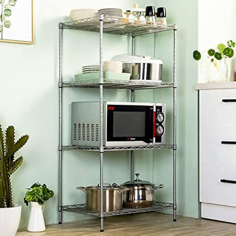 Solerconm 4-Tier Heavy Duty Shelving Unit,Carbon Steel Adjustable Rack(Silver) - Image 2