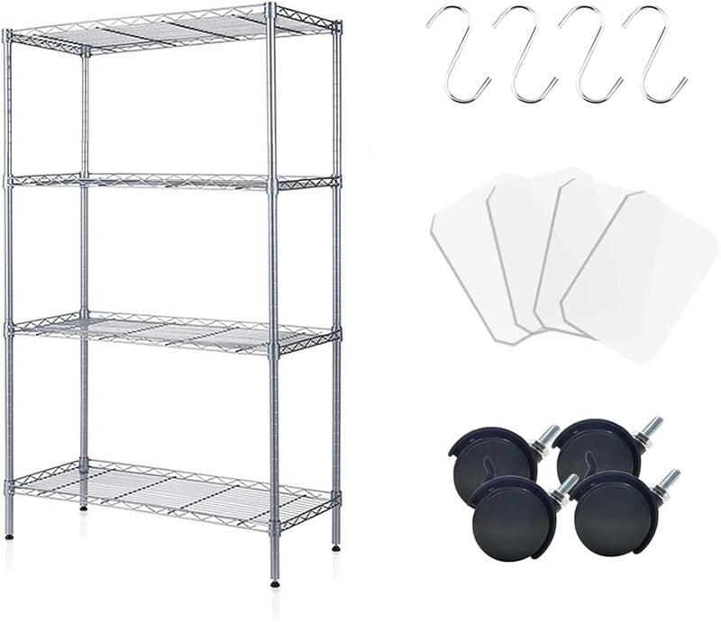 Solerconm 4-Tier Heavy Duty Shelving Unit,Carbon Steel Adjustable Rack(Silver) - Image 1