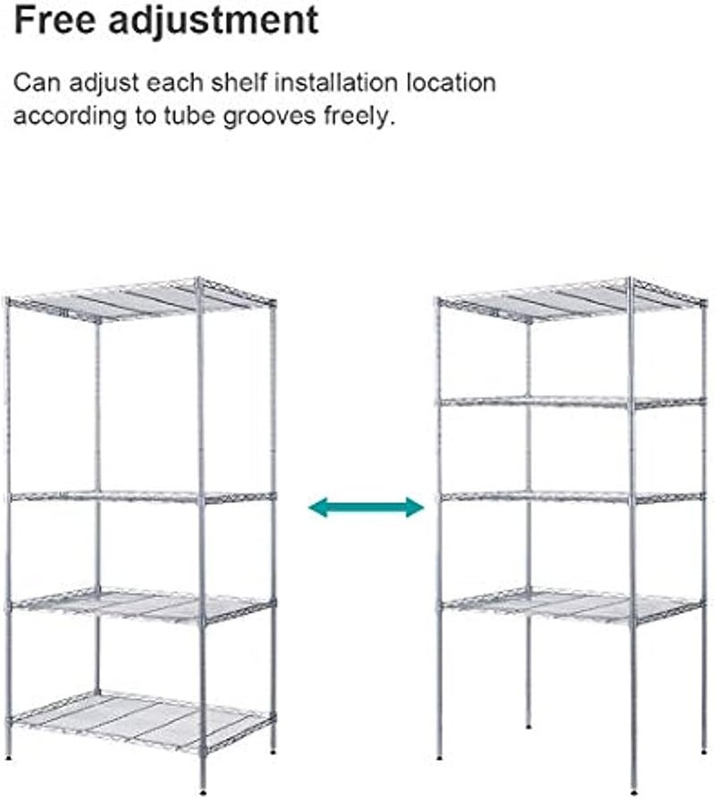 Solerconm 4-Tier Heavy Duty Shelving Unit,Carbon Steel Adjustable Rack(Silver) - Image 4