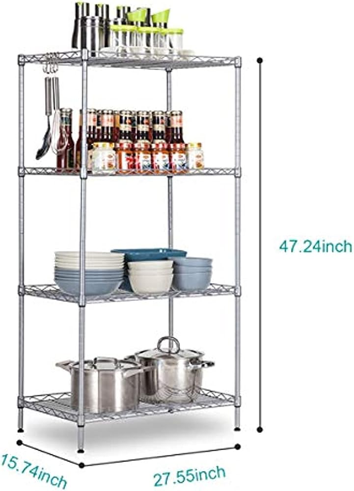 Solerconm 4-Tier Heavy Duty Shelving Unit,Carbon Steel Adjustable Rack(Silver) - Image 3