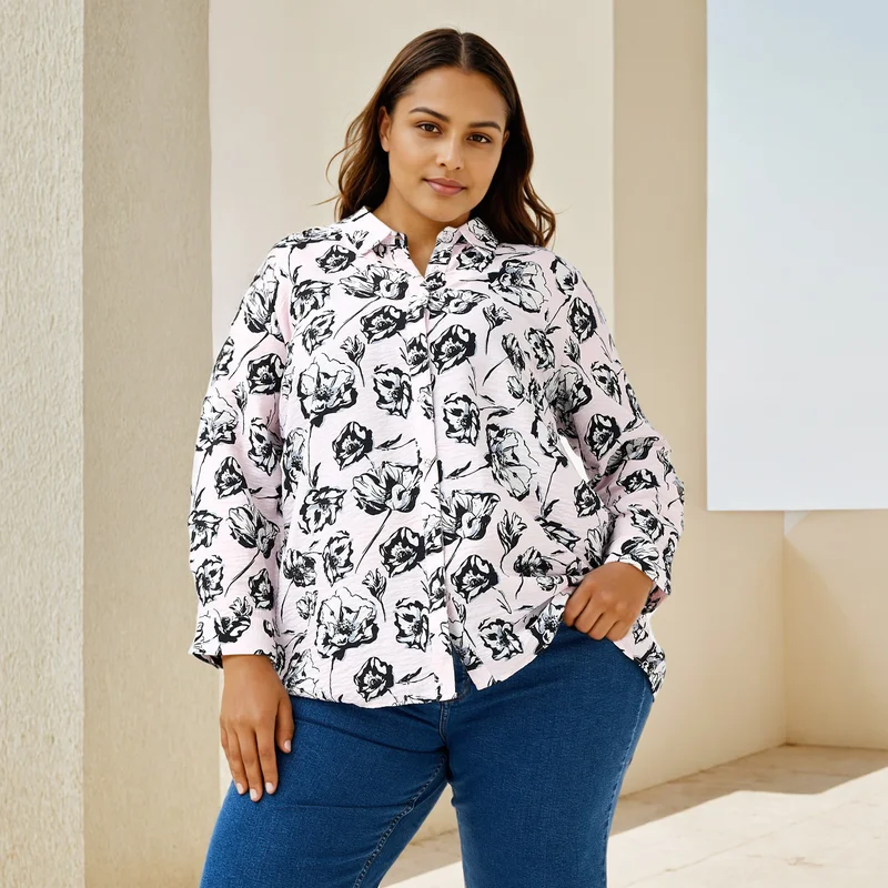 Ulla Popken Plus Size Ulla Popken Floral Print Shirt