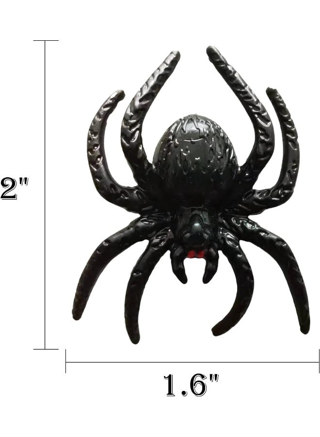 مجموعة ألعاب العناكب البرية - 12 قطعة من العناكب البلاستيكية الواقعية لتزيين الهالوين، المقالب، هدايا الحفلات ولعب الأطفال - Image 2