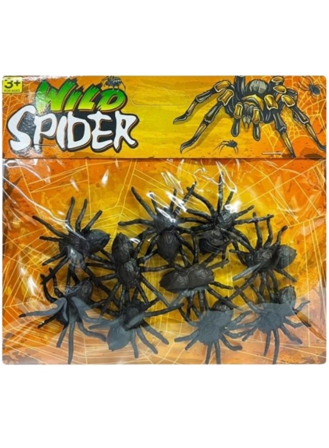 مجموعة ألعاب العناكب البرية - 12 قطعة من العناكب البلاستيكية الواقعية لتزيين الهالوين، المقالب، هدايا الحفلات ولعب الأطفال - Image 1
