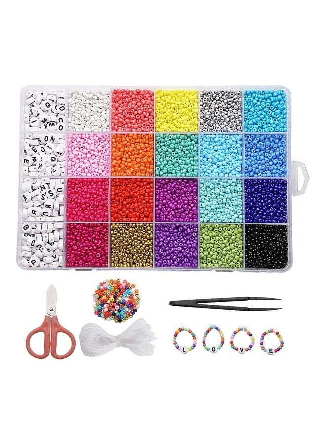 10000 Letter Beads And Pony Beads 24-Grid Bead Kit Set Rope Mini Seed Beads Set For Jewelry Making Bracelet Beads Finding Diy Crafts Beading Needles For Bracelet Making - Image 1