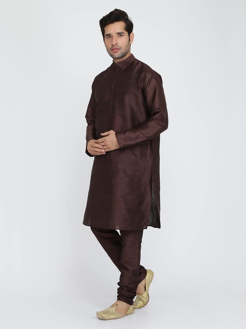 Royal Kurta Men's Silk Blend Kurta & Churidaar Pyjama Set (40, Cola.) - Image 4