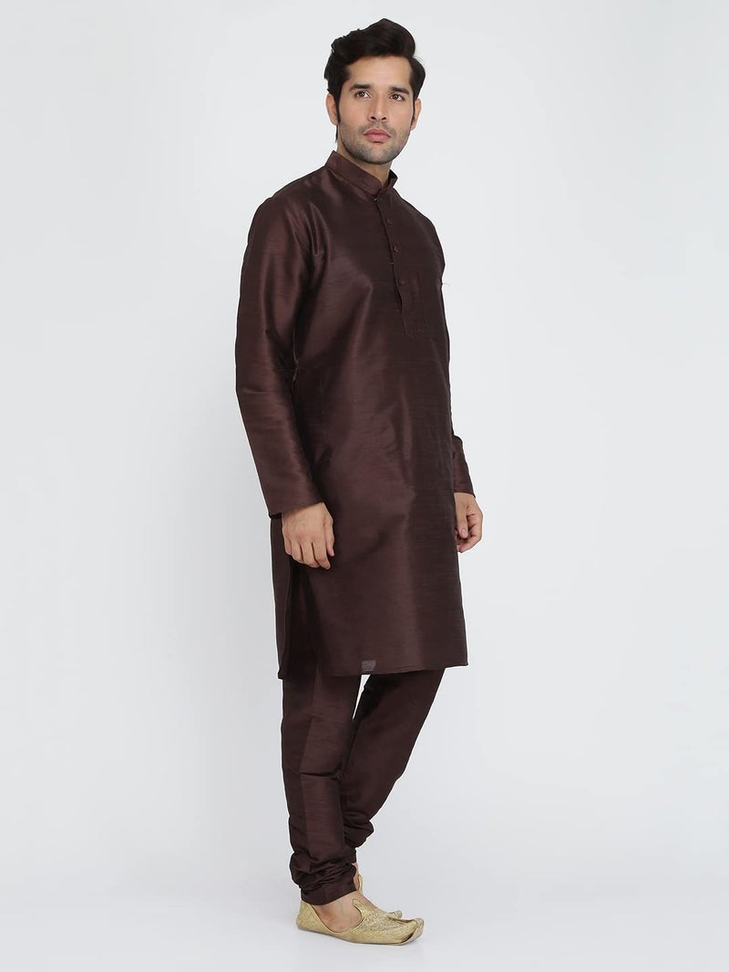 Royal Kurta Men's Silk Blend Kurta & Churidaar Pyjama Set (40, Cola.) - Image 3