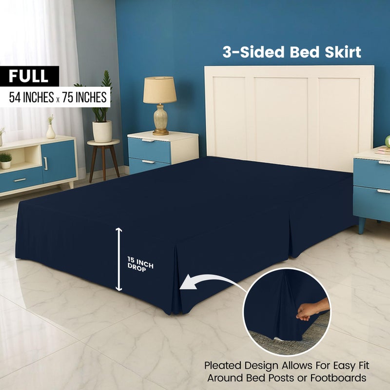 Utopia Bedding Full Bed Skirt - Soft Quadruple Pleated Ruffle - Easy Fit with 16 Inch Tailored Drop - Hotel Quality, Shrinkage and Fade Resistant (Full, Navy) - Image 2