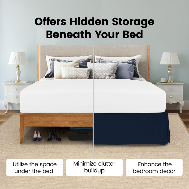 Utopia Bedding Full Bed Skirt - Soft Quadruple Pleated Ruffle - Easy Fit with 16 Inch Tailored Drop - Hotel Quality, Shrinkage and Fade Resistant (Full, Navy) - Image 3