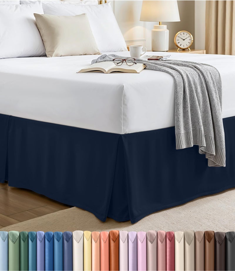 Utopia Bedding Full Bed Skirt - Soft Quadruple Pleated Ruffle - Easy Fit with 16 Inch Tailored Drop - Hotel Quality, Shrinkage and Fade Resistant (Full, Navy) - Image 1